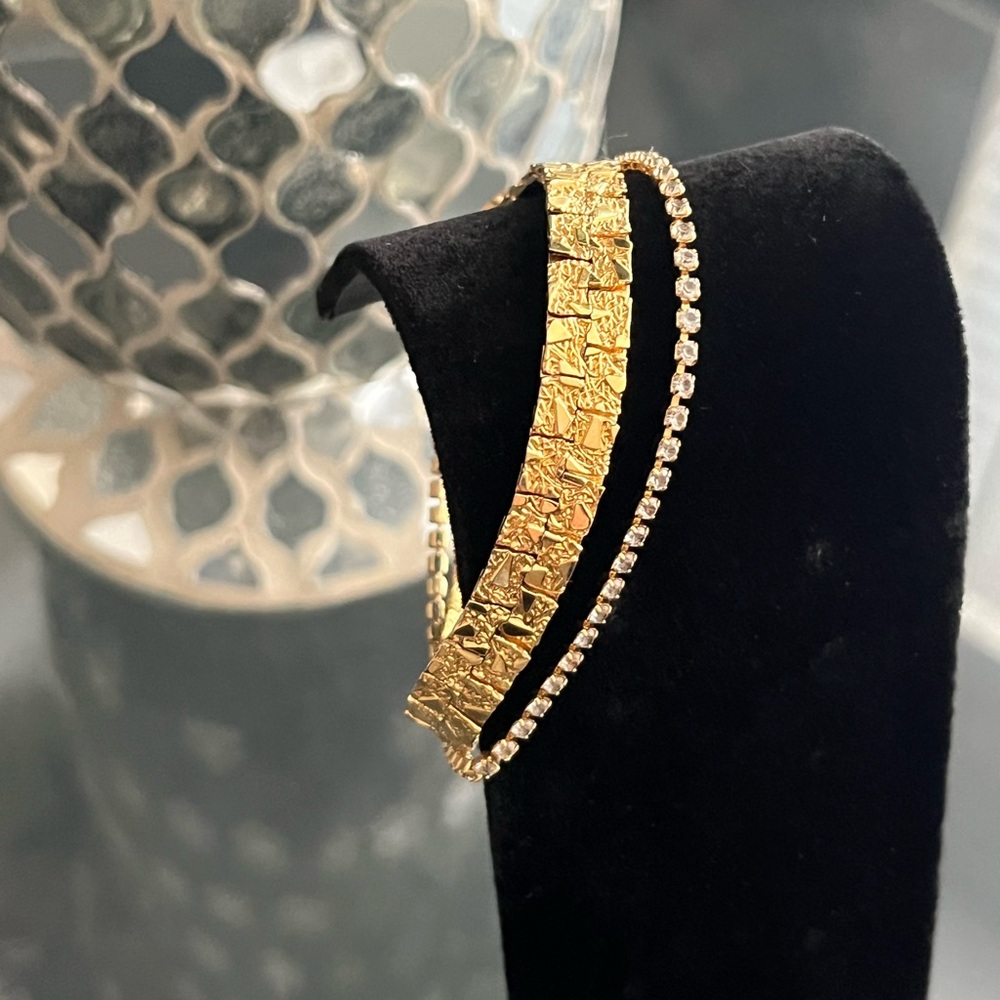 2 Elegant Gold Bracelet Set
